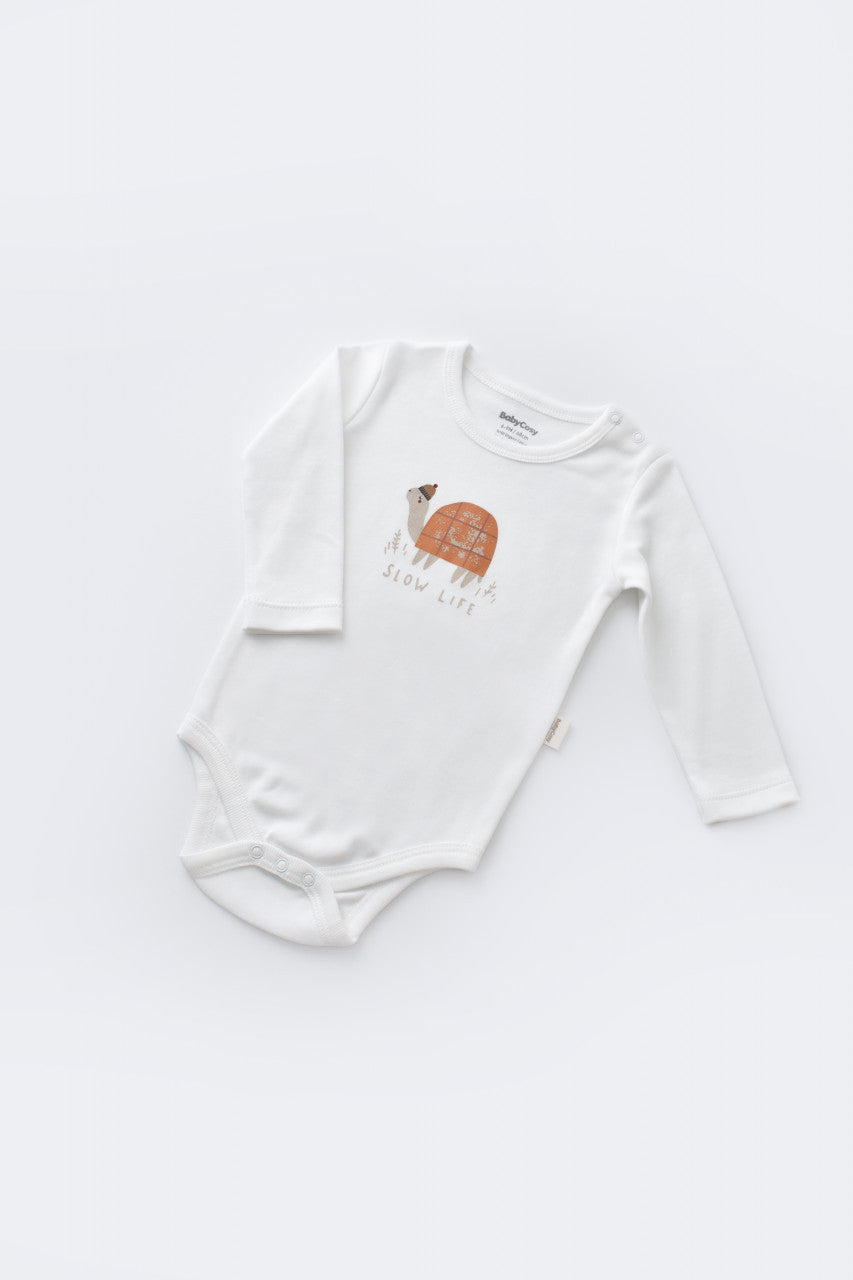 Set 3 piese Broscuta cu body, pantalonasi si vestuta din 80%bumbac organic si 20% poliester - , BabyCosy